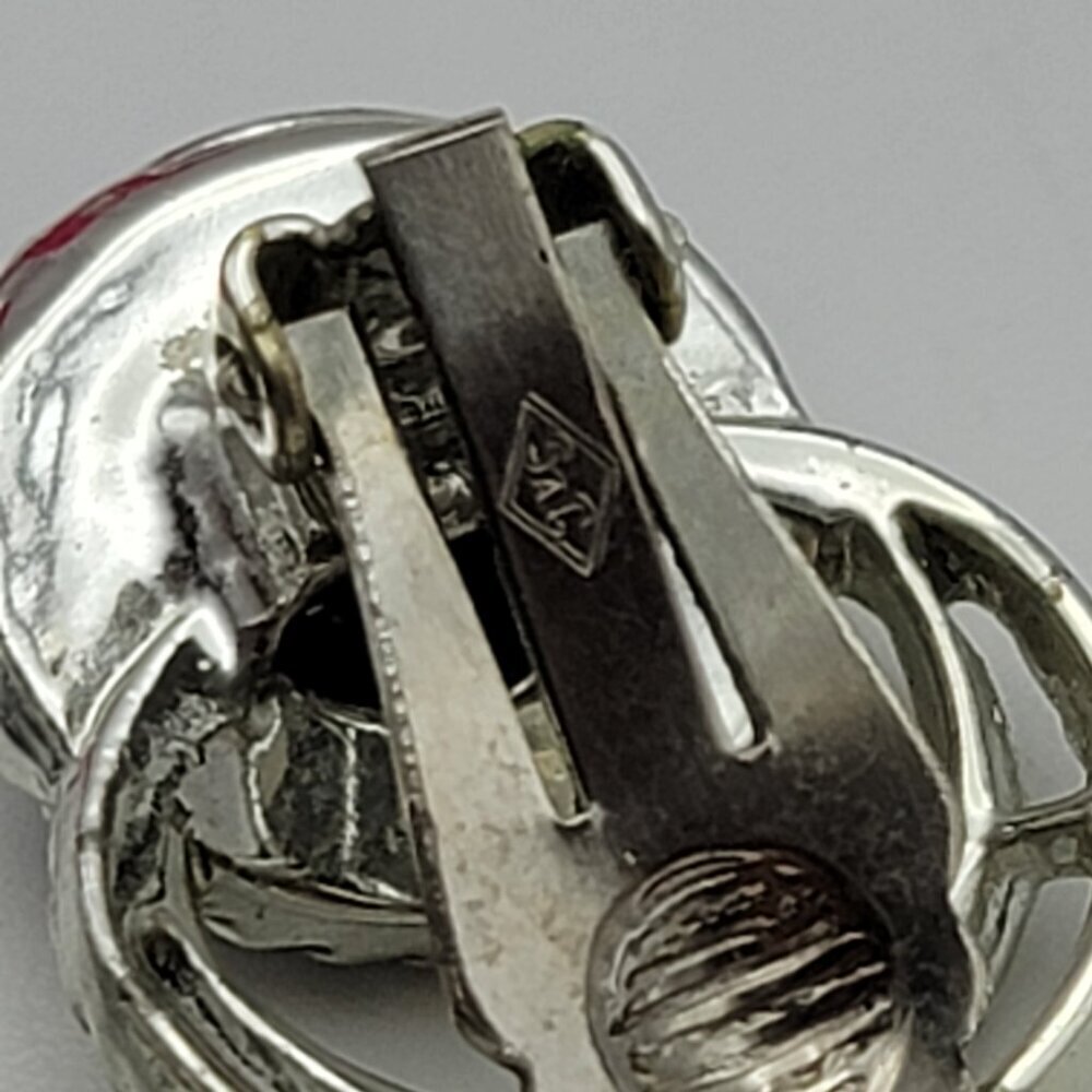 Vtg. Sarah Coventry Modernist Silver Tone Black Lucite Stud Earrings Clip On 1" - Picture 6 of 8